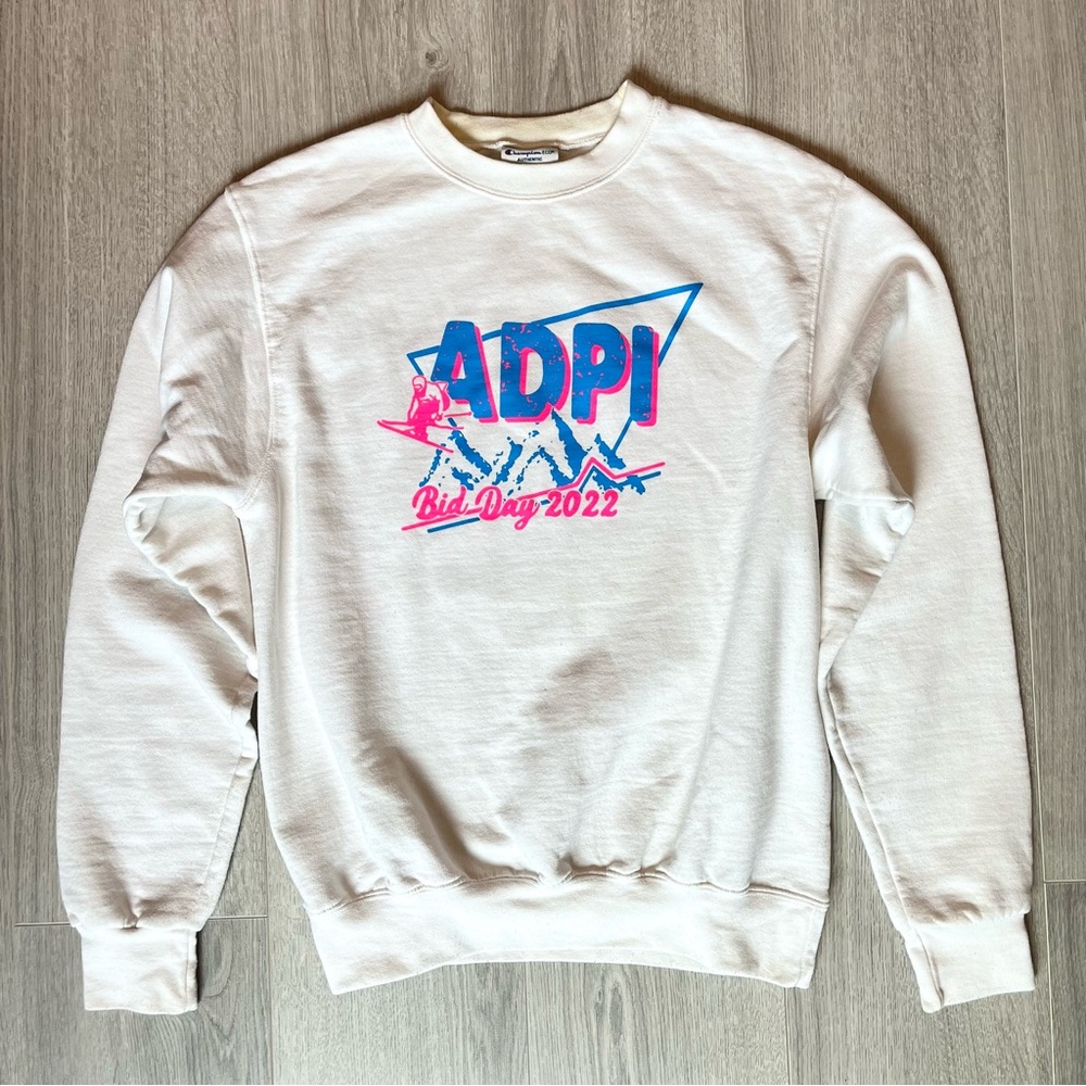 Alpha Delta Pi White Crewneck Sweater ADPI Graphic Sorority